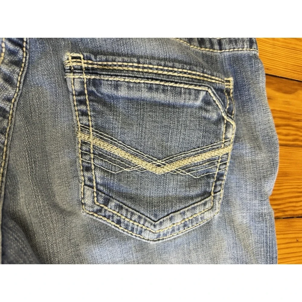 BKE‎ Nolan Straight Leg Men's Jeans Medium Wash 33L Cowboy Embroidered Pockets